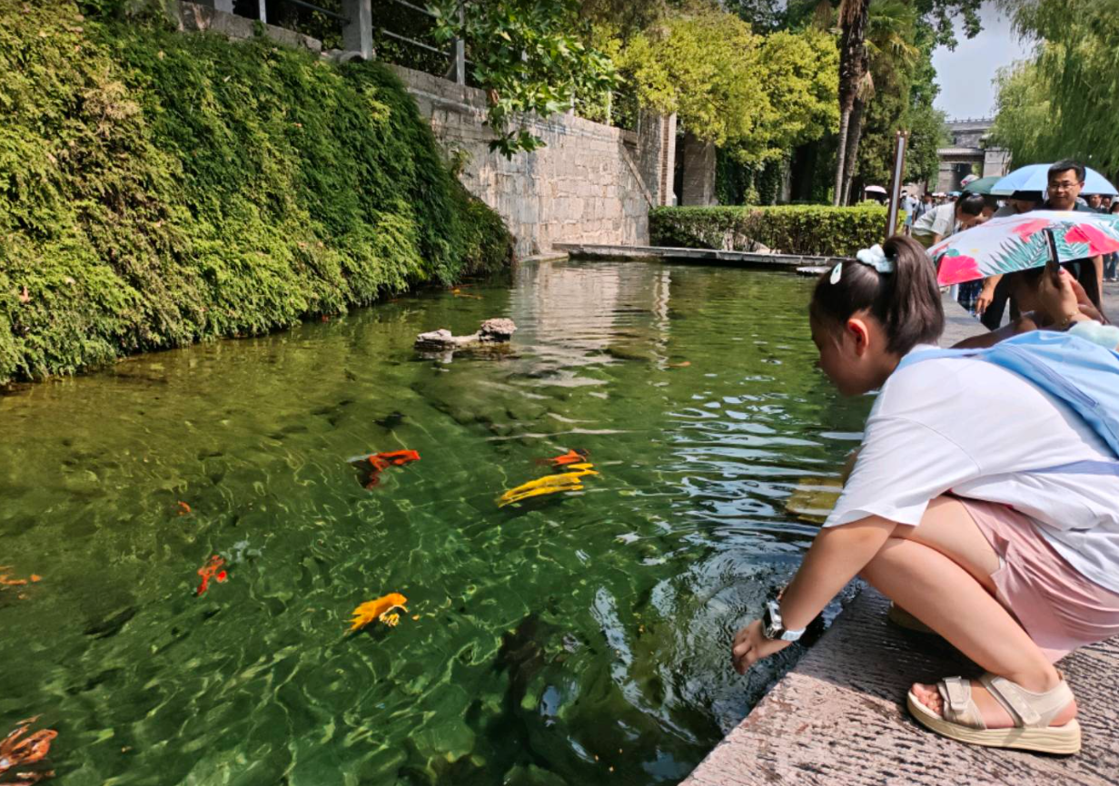 禹王池畔的游客